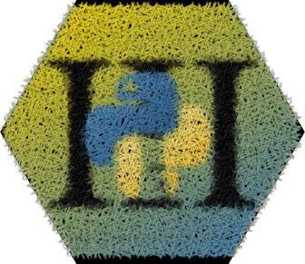 Python logo in a hexagon with Roman III literal